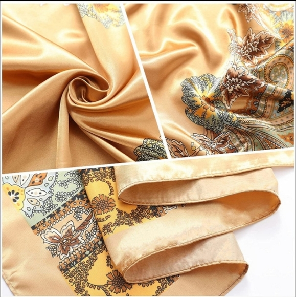 35" Square Navy Blue Color Scarve Classic Vintage Square Head Bandana For Woman. - Picture 4 of 5